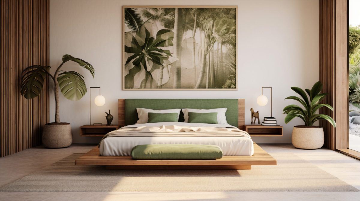 bed bedroom decorated with brazilian folklore design
